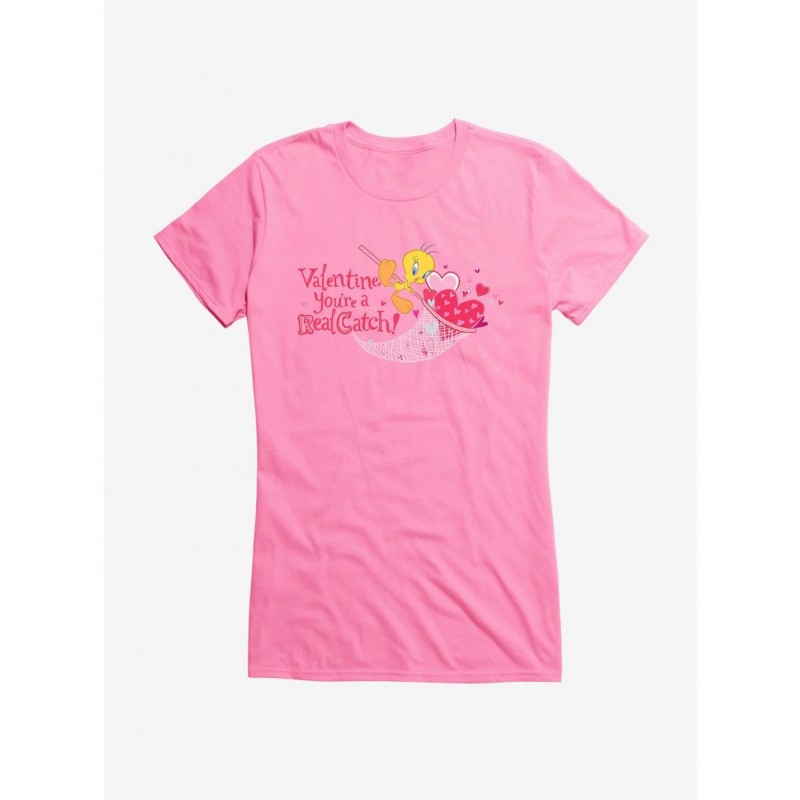 Discount Sale Looney Tunes Tweety Bird A Real Catch Girls T-Shirt $9.56 T-Shirts