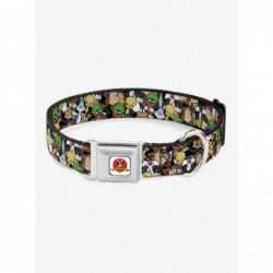 Wholesale Looney Tunes 6 Character Stacked Collage Seatbelt Buckle Dog Collar $8.22 Pet Collars