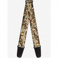 Wholesale Looney Tunes Wile E Coyote Stacked Expressions Guitar Strap $8.72 Guitar Straps