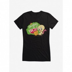 Crazy Deals Looney Tunes Holiday Tweety Bird Naughty And Nice Girls T-Shirt $9.76 T-Shirts