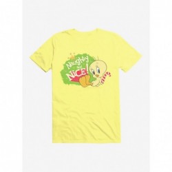 Huge Discount Looney Tunes Holiday Tweety Bird Naughty And Nice T-Shirt $8.60 T-Shirts