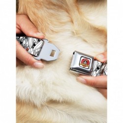 Cheap Sale Looney Tunes Bugs Bunny Stacked White Black Gray Seatbelt Buckle Dog Collar $12.45 Pet Collars