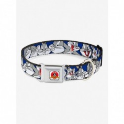 New Arrival Looney Tunes Bugs Bunny Close Up Poses Blue Seatbelt Buckle Dog Collar $10.71 Pet Collars