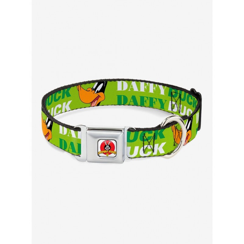 Festival Price Looney Tunes Daffy Duck Face Close Up Seatbelt Buckle Dog Collar $9.21 Pet Collars