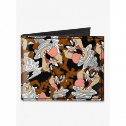 Trendy Looney Tunes Tasmanian Devil Vortex Poses Scattered Canvas Bifold Wallet $9.61 Wallets