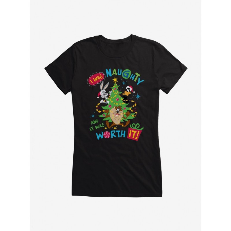 Exclusive Price Looney Tunes Holiday I Was Naughty Girls T-Shirt $8.76 T-Shirts