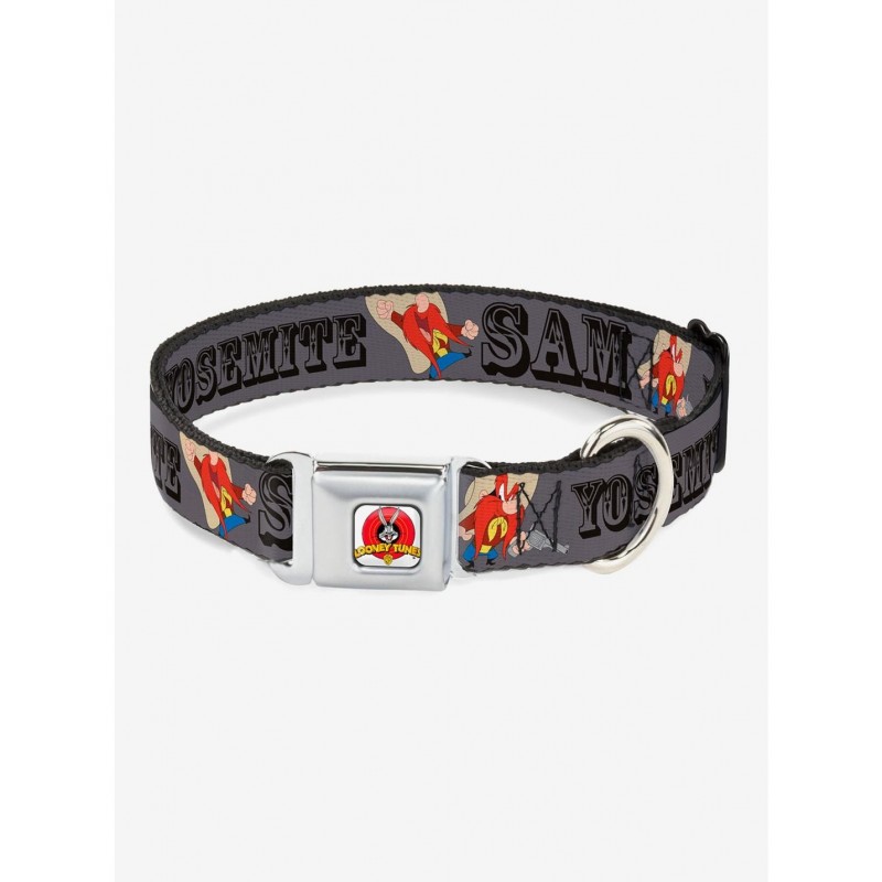 Huge Discount Looney Tunes Yosemite Sam Gray Seatbelt Buckle Dog Collar $9.46 Pet Collars