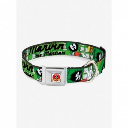 Festival Price Looney Tunes Marvin The Martian White Green Seatbelt Buckle Dog Collar $7.47 Pet Collars