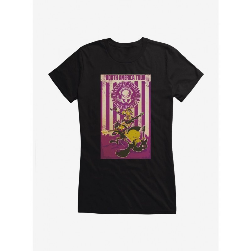 Unique Looney Tunes North America Tour Purple Color Girls T-Shirt $5.98 T-Shirts