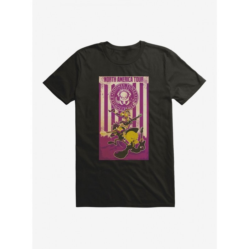 Seasonal Sale Looney Tunes North America Tour Purple Color T-Shirt $5.74 T-Shirts