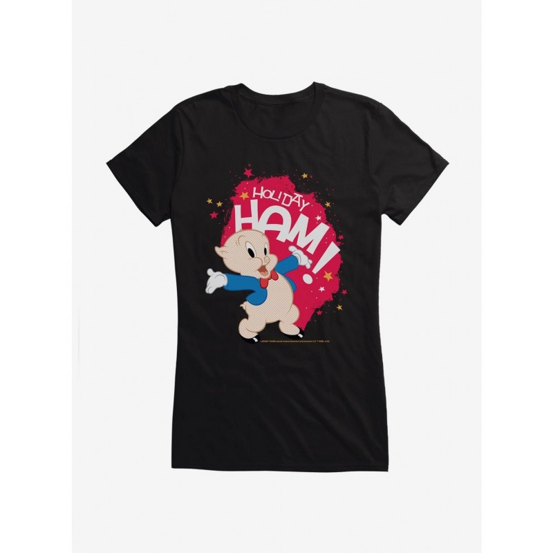 Limited Time Special Looney Tunes Porky Pig Holiday Ham Girls T-Shirt $9.56 T-Shirts