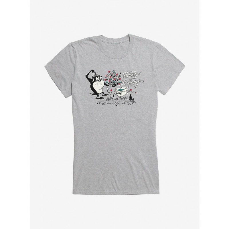 Pre-sale Discount Looney Tunes Taz Happy Holidays Girls T-Shirt $8.17 T-Shirts