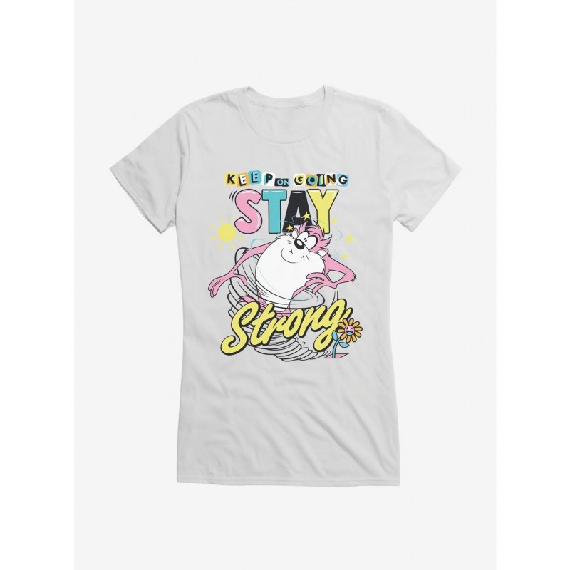 Cheap Sale Looney Tunes Taz Stay Strong Girls T-Shirt $7.57 T-Shirts