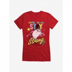 Cheap Sale Looney Tunes Taz Stay Strong Girls T-Shirt $7.57 T-Shirts