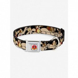 Hot Sale Looney Tunes Wile E Coyote Black Seatbelt Buckle Dog Collar $8.72 Pet Collars