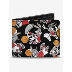 Limited-time Offer Looney Tunes Bugs Bunny Basketball Poses ScatteBifold Wallet $8.36 Wallets