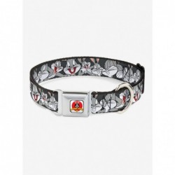 Fashion Looney Tunes Bugs Bunny Close Up Expressions Seatbelt Buckle Dog Collar $10.21 Pet Collars