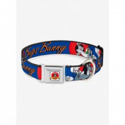 Unique Looney Tunes Bugs Bunny Poses Blue Seatbelt Buckle Dog Collar $9.71 Pet Collars