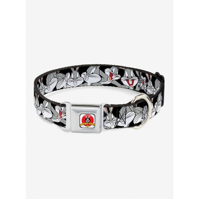 Special Looney Tunes Bugs Bunny Close Up Poses Black Seatbelt Buckle Dog Collar $12.20 Pet Collars