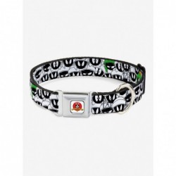 Limited Time Special Looney Tunes Marvin The Martian stacked White Black Green Gold Seatbelt Buckle Dog Collar $11.45 Pet Col...