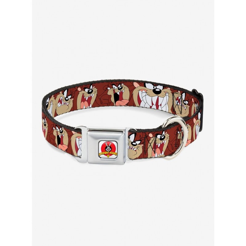 Premium Looney Tunes Tasmanian Devil Brown Seatbelt Buckle Dog Collar $8.72 Pet Collars