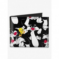 Limited Time Special Looney Tunes Sylvester and Tweety Poses Scattered Canvas Bifold Wallet $6.90 Wallets