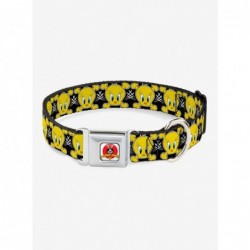 Seasonal Sale Looney Tunes Tweety Bird Crossbones Seatbelt Buckle Dog Collar $9.46 Pet Collars