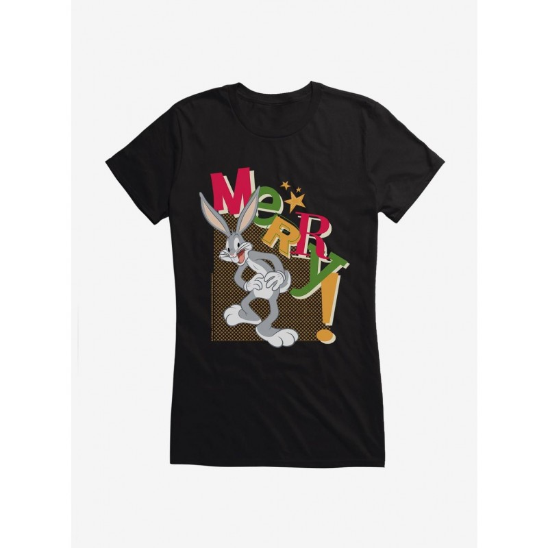 Crazy Deals Looney Tunes Holiday Merry Bugs Bunny Girls T-Shirt $9.96 T-Shirts