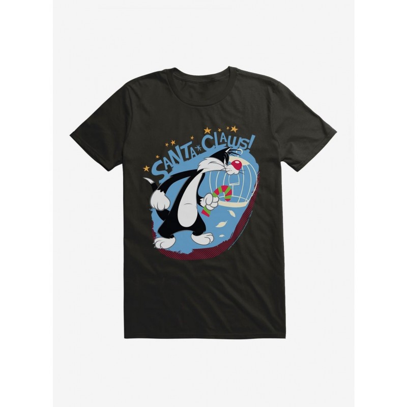 Festival Price Looney Tunes Sylvester The Cat Santa Clause T-Shirt $8.99 T-Shirts